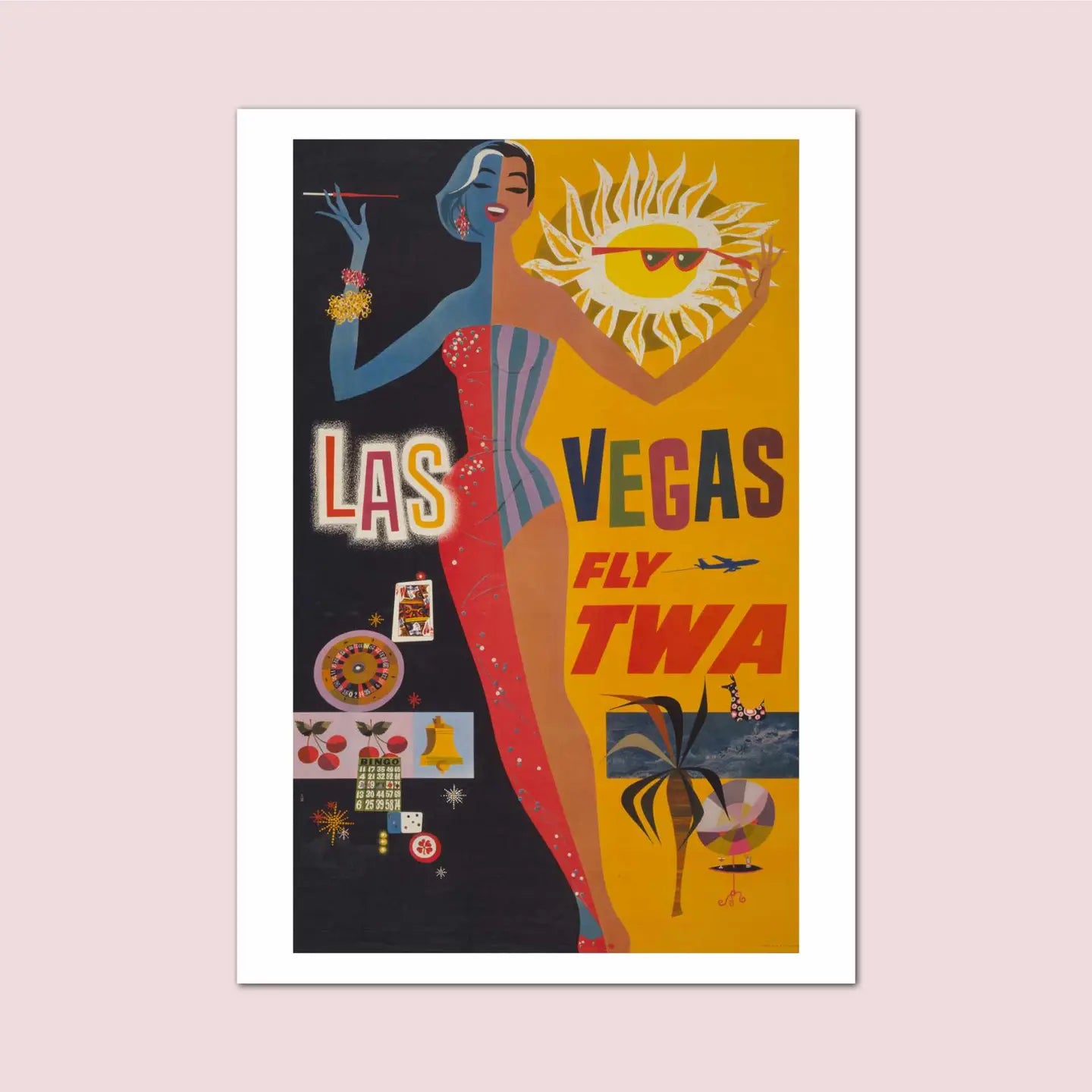 Las Vegas by TWA vintage advert A4 poster