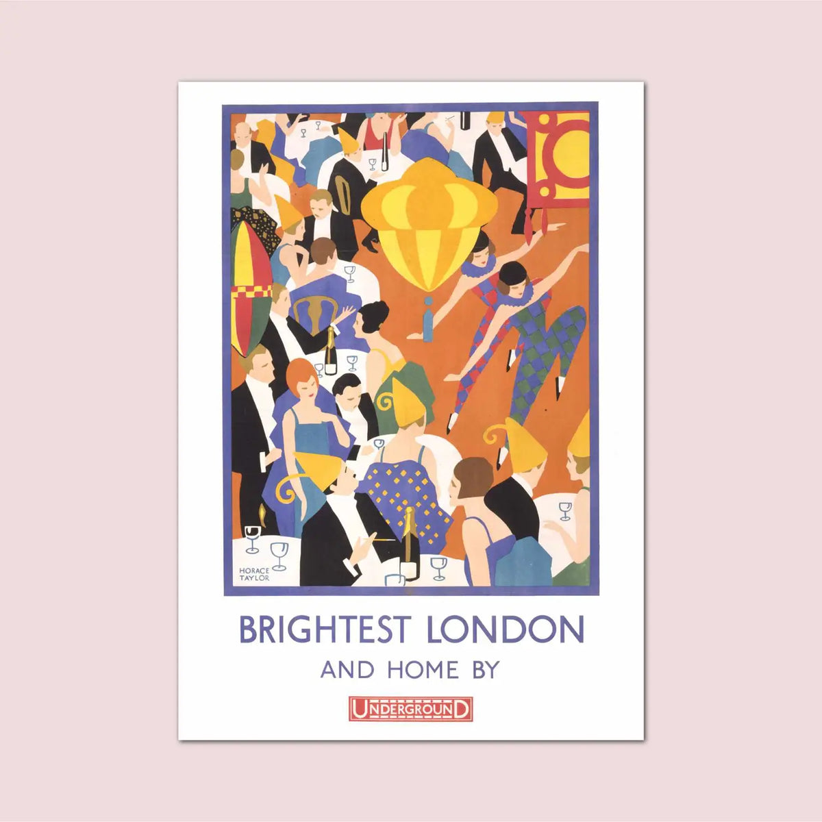 London Underground Brightest London party vintage advert A4